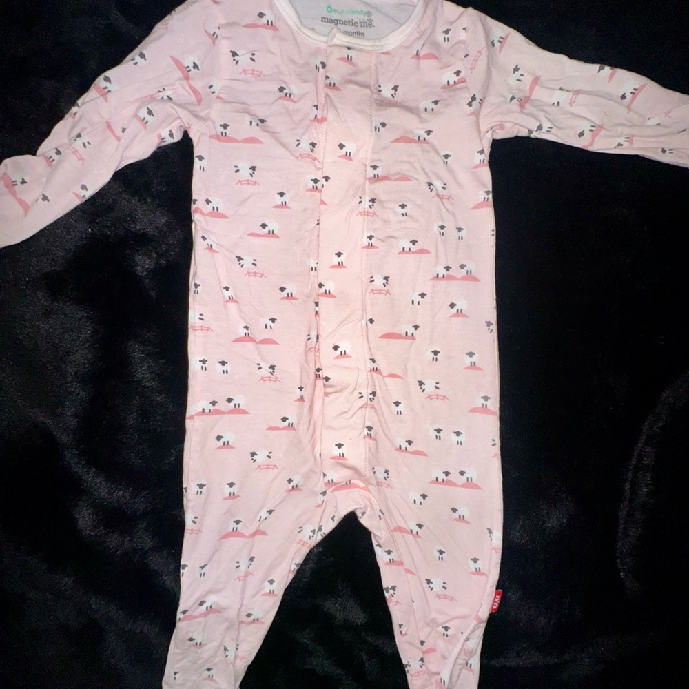 Magnetic Me Light Pink Baby Footie with Cute Print